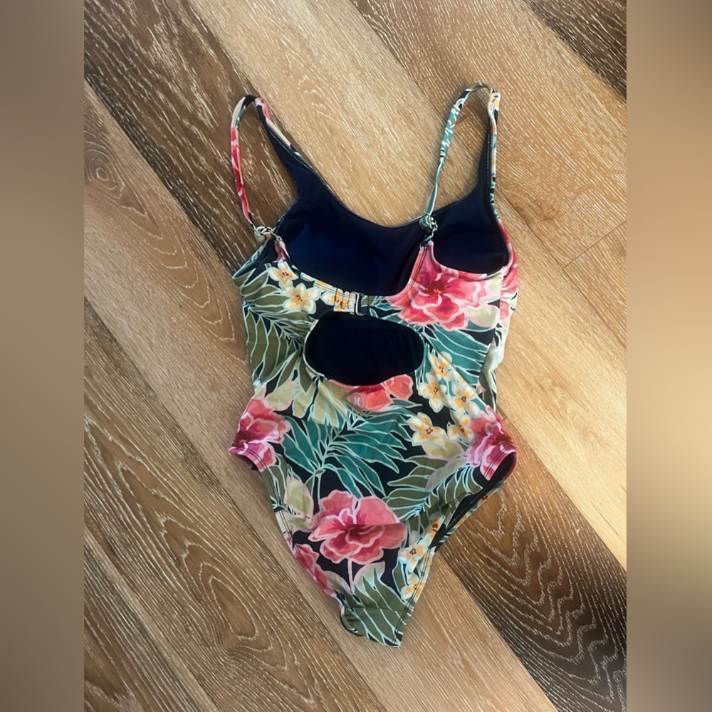 HURLEY One-Piece Swimsuit Pink Poppy Floral Adjustable Straps size small - Picture 4 of 6